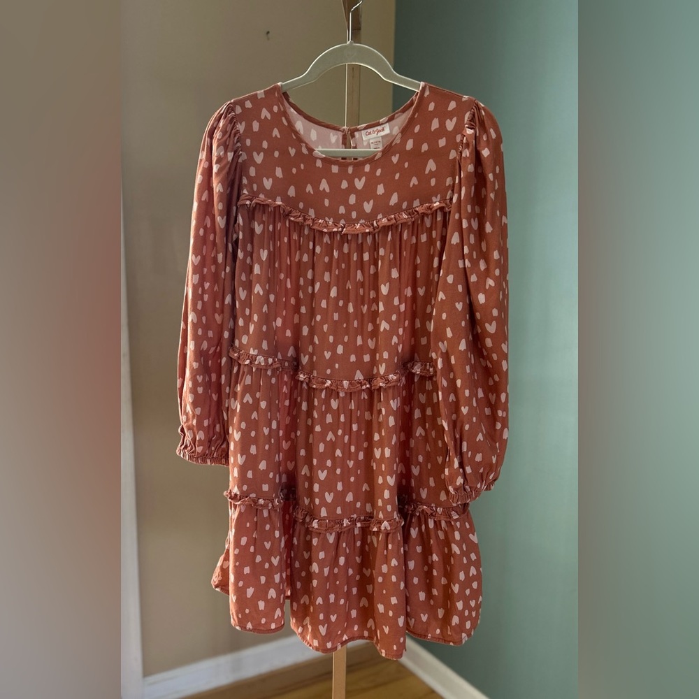 Cat & Jack Kids Dress in Rust Heart Pattern